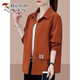 
Woodpecker brand women's retro long-sleeved shirt cardigan work jacket fashionable casual jacket autumn black L