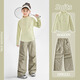 
NICKYBABY girls quick drying clothes sports suit spring and autumn children's badminton running training suit long-sleeved T-shirt outdoor breathable 15261 military green 120 cm