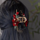 Zaoji (Zaoji) Retro Clásica Brida Tostar Tocado simple Camellia Roja Té Boda Accesorios para el cabello de boda chino para mujeres Camellia roja Hojas de té verde agarrando