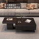 Zhixing Italian gray slate coffee table light luxury high-end style small apartment living room home Italian minimalist 2025 new square coffee table square + T new Italian gray slate black frame black cabinet 80 slate + side table 60