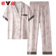 Yalu high-end 2025 pajamas for women in summer satin short-sleeved trousers new summer silk summer middle-aged mother home clothes 6626 2XL (weight 140-160Jin [Jin equals 0.5 kg])