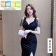 Tangjuns neuer sexy Nachtclub Langer Rock Badewauntechniker Temperament Abendkleid Lange Bar Arbeitskleidung b3883 schwarz s