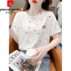 皮尔卡丹（pierre cardin）纯棉印花t恤女短袖夏装2025年新款宽松印花设计感百搭体恤上衣潮 1396白色+338黄色花 S 适合80-99斤