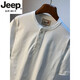 JEEP SPIRIT100棉夏季短袖T恤男纯棉宽松半开衫休闲亨利领白色百搭五分袖衣服 白色 【5K612】 XL 适合140-160斤穿