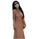 Rongxitu Temperament Square Kragen Kordelstring Taille Kleid für Frauen Schlanker fit gefaltes Langarm 2025 Herbst Schwarz*844 xl