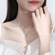 Faqiao Eternal Heart Platinum Necklace for Women PT950 Moissanite Platinum Chinese Valentine's Day Gift for Girlfriend Light Luxury Style - Inlaid with Ocean Heart Topaz