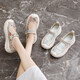 Women's shoes 2025 summer new breathable and lightweight Mary Jane Velcro one foot thick sole anti-slip slow step mother's shoes YGNX-677 blue 34