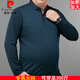 Pierre Cardin Langarmed T-Shirt Herren Spring und Herbst Real Pocket plus Fett Plus-Größe Fett mittleren Alters und älterer Vater tragen modisches Polo-Hemd 9918 Real Pocket Blue 3xL 190/104 [175 bis 200 Jin [Jin gleich 0,5 kg]]