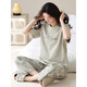 Yalu 2025 Nuevo pijama para mujeres en verano se pueden usar pantalones de manga corta de algodón puro en el exterior. Traje de ropa casera casual YZT9713 L [recomendado 100-120 Jin [Jin equivale a 0,5 kg] desgaste]