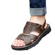 Dragonfly brand (DRAGON-FLY) genuine leather soft bottom cowhide thick sole massage sandals men's genuine leather summer men's sandals casual beach shoes men 9928 brown 38