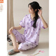 
Modal pajamas for women in summer 2025 new short-sleeved suit Chinese style new Chinese cropped pants can be worn on the outside thin cotton home Y9901 M (recommended 75-95Jin [Jin equals 0.5 kg])