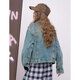 Fairy's Pocket Heavy Industry Bright Diamond Laving Jacket para mujeres a principios de otoño 2025 NUEVO TOP COREANO Lavado Denim Azul s