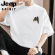 JEEP SPIRIT260g美式重磅t恤男短袖纯棉圆领上衣服夏季宽松半袖 M09-694卡其色 M
