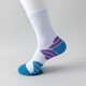 Tuoharu kontrastierende Farbe mittelschweren Socken, farbenfrohe Socken, personalisierte Sportstreifen, farbblockierende Doppelnadel-Mittelröhren-Marathon 16804 Blau und Lila 38-43