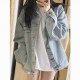 Yimuqi 2024 chaqueta de mezclilla de primavera y otoño para mujeres versátiles inspiraciones de mezclilla de gran tamaño de gran tamaño para mujeres Top 9929# Smoke Gray 10xl S Tamaño recomendado 80-100Jin [Jin iguala 0.5 kg]
