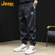 JEEP Casual Pants Men's Autumn and Winter Loose Tights Trousers Men's Warm Pants Sweatpants Black XL