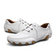 CARTELO genuine leather golf shoes lightweight men's shoes GOLF breathable waterproof anti-slip toe layer cowhide casual sports shoes white lace 42
