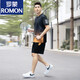 罗蒙（ROMON）男士跑步速干休闲运动套装男夏季薄款加肥加大码短袖两件羽毛球服 蓝色 9902 L 90-110斤