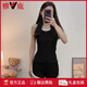 雅鹿带胸垫夏季睡衣女吊带莫代尔2025新款性感运动背心家居服套装外穿 12035 深灰【无胸垫】 M 【建议体重75-95斤】