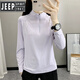 JEEP SPIRIT2025户外运动速干t恤春夏薄款弹力运动透气女士立领长袖快干上衣 浅紫色a2603 2XL