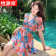 Hengyuanxiang 2025 Nuevo traje de baño de una pieza para mujeres con cuello en V sexy chaqueta de manguera caliente de gran tamaño de maldad de malezas de malla de maldad de mangas cortas 2677 color caramelo marrón coloreado (esquina plana de una pieza) s [recomendado 80-100 Jin [Jin equivale a 0.5 kg]]