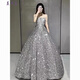 Mei'anjia Starry Sky Sequin Evening Dress Feeling Light Luxury Temperament Annual Meeting Host Engagement Wedding Wedding Toast Clothes Bride Silver Sequin S