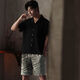 
Langsha pajamas men's ice silk short-sleeved summer thin large-size home clothes can be worn outside in summer cool plaid 2025 new style WR13077 men's L