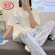 浪莎轻奢睡衣女款纯棉夏季短袖长裤夏天薄款夏款玉桂狗春秋可爱家居服 JZM-6625爱心 XL