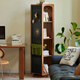 Lianggong rotierender Spiegelschrank Dressing Spiegel Kirschholz Japaner 360-Grad rotierende Bücherregal Aufbewahrungslochboardbodenboden-Ganzkörperspiegel Boxwood mittelalterlicher Stil rotierender Spiegel (Mantel hängt)