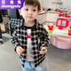 Pisces Rabbit (SHUAGNYUTU) boys' shirt spring and autumn handsome children's shirt long-sleeved baby plaid top Korean style spring style thin coat black plaid spring and autumn 90