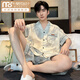 莫代尔2025新款冰丝睡衣男士夏季短袖短裤夏天薄款青少年男生家居服套装 冰丝G838 L (建议身高170左右，体重100-