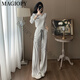 Magiopy International Luxus High-End-Marke Europäische Station Casual Sports Set Frauen 22025 Spring Design Sense White Long Set White Zwei-teilige Set S (100jin [Jin gleich 0,5 kg]))