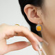 Fat Donglai same style beeswax earrings silver retro new Chinese style chicken fat yellow square sugar cube ears sugar cube earrings
