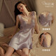 Yimuqi Ruolan's sexy skirt fashionable streamer low-cut collar pure backless sexy deep V suspender nightgown home clothes 9755 Apple green M can wear 80-115Jin [Jin equals 0.5 kg]