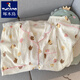 Woodpecker Hellokitty Pure Cotton Gaze Pyjamas für Frauen im Sommer kurzärmelig 2025 NEU NETTE DREIGE-SETTE HAUS KLEIDE YUNDUO COTTON-9906# STAR PUPPY DRÜCK SET M [Vorgeschlagen 75-100jin [Jin gleich 0,5 kg]]