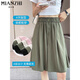 Cotton ice silk high waist wide-leg shorts for women in summer thin 2025 new loose mid-sized pants five-point pants casual pants for women 1560 salty green [high quality 18.5] 3XL 140-150Jin [Jin equals 0.5 kg]