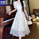 
ROMON French temperament square collar large size dress for women in summer 2025 new high-end style waist-hugging and slimming first love long skirt. Rattan flower light green [version good droop] L [105-115Jin [Jin equals about 0.5 kg]]