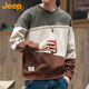 Jeep (JEEP) sweatshirt men's autumn and winter trendy loose long-sleeved T-shirt men's casual tops men's gray green 2XL
