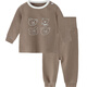 Qile Dou baby pure cotton clothes, autumn clothes and long trousers split set, autumn and winter pajamas for baby boys, close-fitting base thermal underwear, coffee color 80 cm