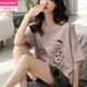 Modal 2025 new woven pajamas for women for summer cotton short-sleeved two-piece summer home clothing XYZT9885 M women's model Recommended 80-100Jin [Jin equals 0.5 kg]