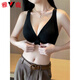 El botón frontal de alta gama Yalu ropa interior para mujeres con sujetador de látex reunido con pares de senos y seda de hielo hermosos sujetadores con senos pequeños que muestran un sujetador nuevo negro + negro [2 piezas] Más descuento m [34/75 tamaño] copa BCD