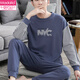 Modal Pyjamas Herren Frühlings- und Herbst-Baumwoll-Teenager langärmelige Baumwolle plus Fett Plus-Größe Herbst- und Winter-Heimkleidung DLFT9928 L 170 Gewicht 120-140jin [Jin ist gleich 0,5 kg] [kostenlose Versandversicherung]