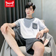 Catman (Miiow) Sommer-Herren-Pyjamas kurzärmelige Shorts Baumwolle Teenager koreanische Studentin großer Home-Kleidung mittleren Alters dünn 9928 l Männer (Empfohlen 100-130 Jin [Jin entspricht 0,5 kg])
