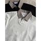 Amerikaner Retro Houndstooth Kurzärärmelte Polo-Shirt Herren Sommerfarbe Henry Kragen T-Shirt Schwere Reinigungsmittel halbärmelig weiß L.