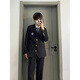 Lu classmate boys dk uniform suit suit loose handsome spring and autumn photo performance class uniform suit jacket trendy navy blue (suit/shirt/tie) XL