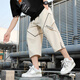 
Playboy (PLAYBOY) cropped pants men's summer thin casual shorts teenager tooling loose quick-drying straight-leg design sense cropped pants 6629 black 2XL