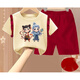 Changxiang Huili Girls Summer Nezha Set 2025 Nuevo shorts de manga corta de moda Camiseta de encaje Conjunto de dos piezas 1098# Lace T+ Borgundy Shorts 120