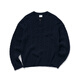 714street Henry collar sheep wool sweater for men 2025 autumn and winter new couple cable knit sweater top for women dark blue L