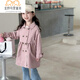Chaqueta Windbreaker de las chicas yujiyu otoño 2024 Nuevo y moderno británico a medio de larga duración para niños otoñales de otoña
