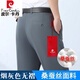Pierre Cardin Pantalones de seda de mulberry de alta gama para el verano del verano del verano de hierro recto de los hombres, uso formal de mediana edad, pantalones casuales sueltos 6621 rico gris doble plisado de seda de morera delgada 36 cintura 2 pies 9